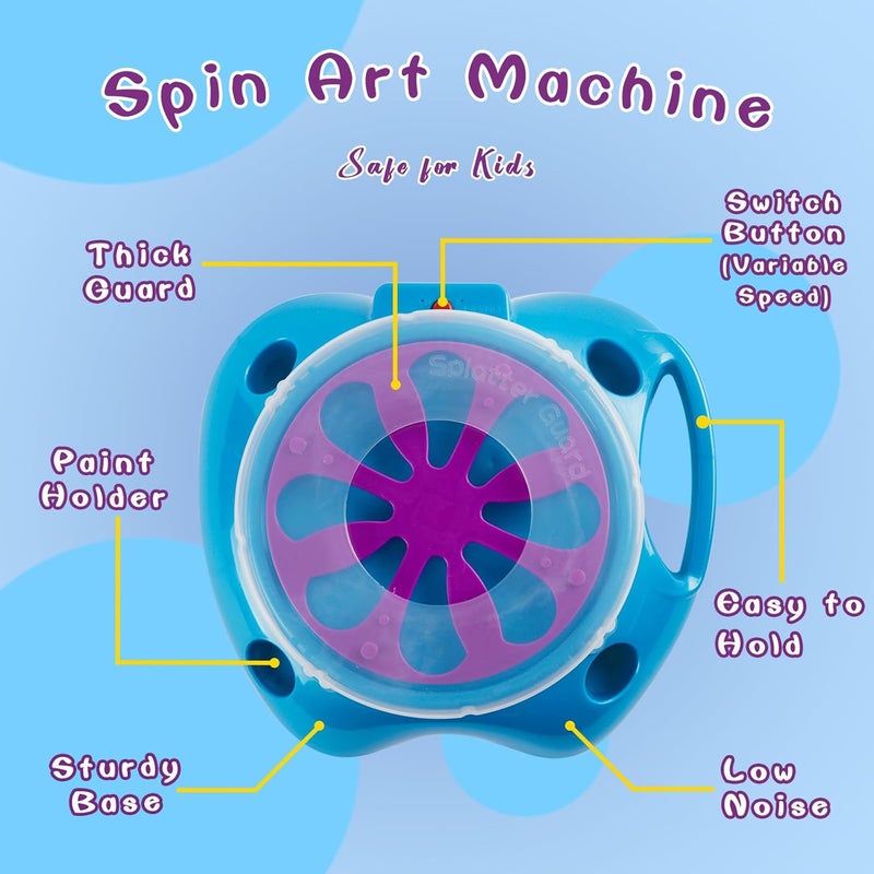 Wings Giant Spin Art Machine Variable Speed, Battery Operated Spinner - Paint Spinner with Splatter Guard, Washable Paint, Spin Art Kit, Art Design Card, Stem Toys, Kid Arts and Crafts, Girls Boys - Image 2